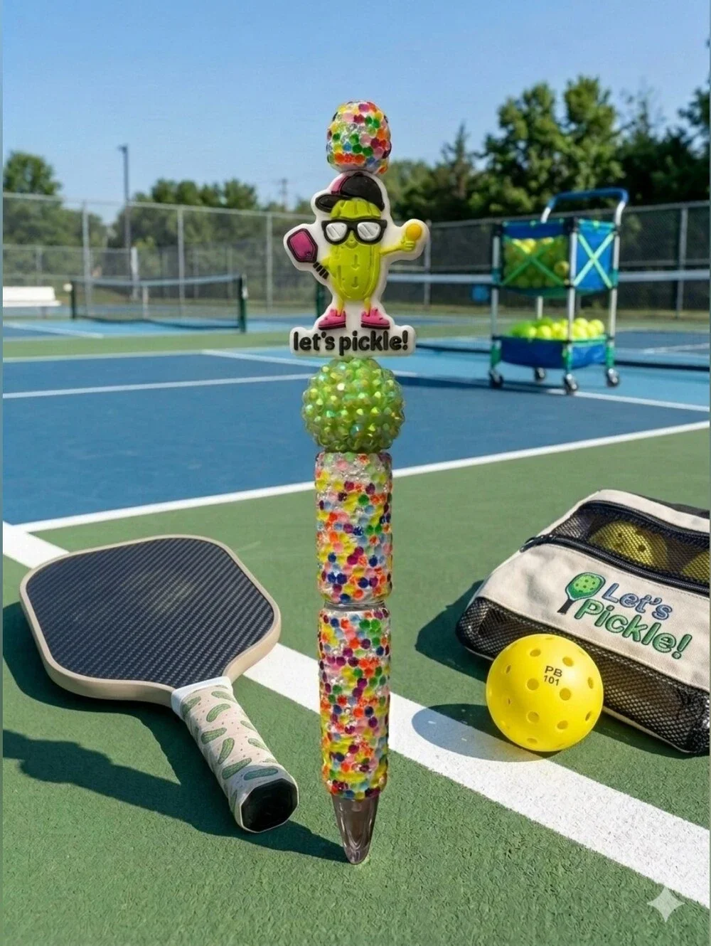 Pickel Ball Confetti Rhinestone Beadable Pen- Free Refill